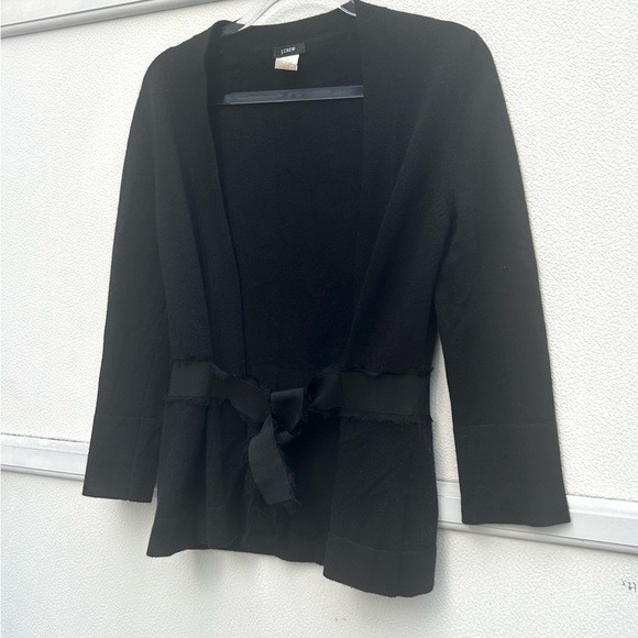 J Crew cashmere wool blend Cardigan Sweater Women S Belted Black Quiet Luxury - Picture 7 of 12